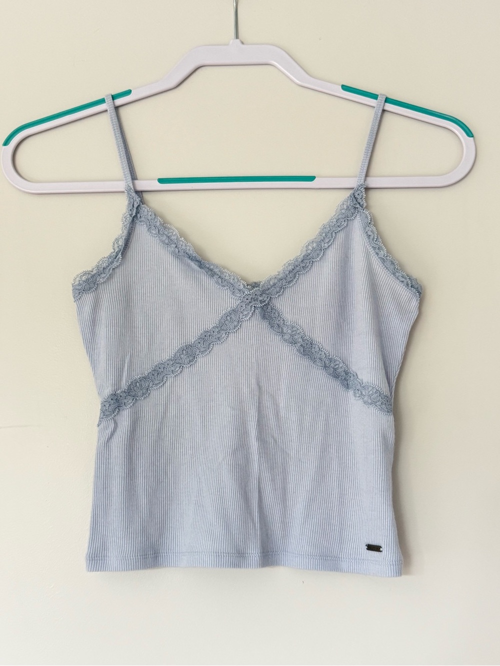Hollister Blue Ribbed Lace-Trim Cami